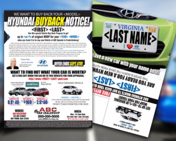 Full Variable Buyback Double Postcard License Plate Mailer